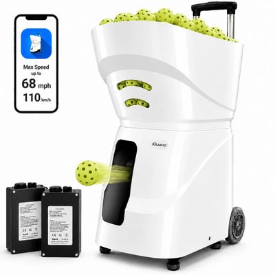 Pickleball Machine, App Control, 68 MPH, 80-Ball Hopper, Dual Batteries