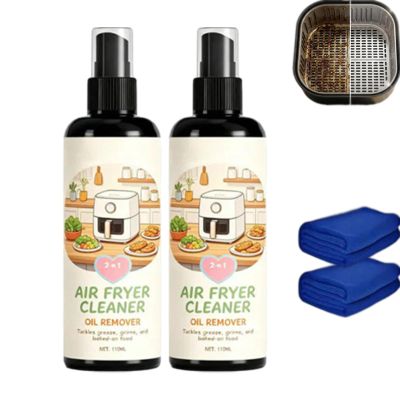 2-in-1 Air Fryer Cleaner and Degreaser Spray, Instantly Dissolves Baked-On Grease, Safe for Non-stick Coatings No Scratching, For Air Fryer Baskets, Racks, And Trays (2PCS)