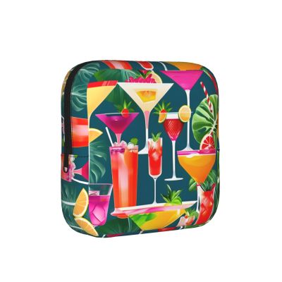 Tropical Cocktail Print Multifunctional Storage Bag Pad Bag Skin-Friendly Period Pouch Reusable Tampon Bag for Female