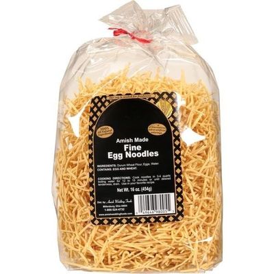 Amish Fine Egg Noodles, Traditional Amish Style Fine Egg Noodles, Enriched Pasta Noodles for Soups, Side Dishes, Casseroles, Comfort Food Recipes, Family Dinners, Holiday Meals and Everyday Cooking TOTAL NET WT [ 16 OZ , 1 LB ]