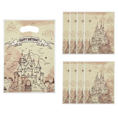 50PCS Vintage Castle Party Favor Bags - 6.7x9.84 Inch Medieval Fairy Tale Goodie Bags with Handles, Magical Castle Starry Sky Treat Candy Gift Bags for Girls Birthday, Fantasy Themed Party Supplies