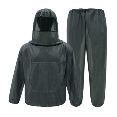GAANBODI Mosquito Suits, Ultra-fine Mesh Mosquito Net Bug Pants & Jacket Hood Sets for Men Women for Outdoor Fishing, Hiking, Camping and Gardening 01-Gray Medium