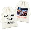 Custom Cotton Muslin Drawstring Bags, Personalized Reusable Gift Linen Pouches for Wedding, Birthday, Party Favor, Baby Shower, Jewelry, Soap, Candy, Small Business Packaging (8x12 Inch, 10 Pcs) view 1