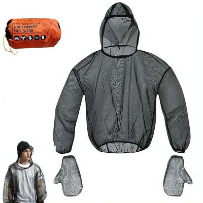 GINTBN Mosquito Suit,Net Pants & Jacket with Hood with Carry Bag,Bug Mesh Suit for Outdoor Protection from Flies,Gnats & Midges