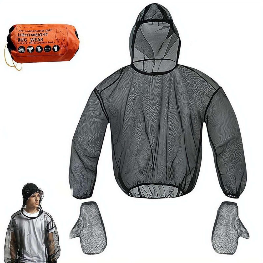 GINTBN Mosquito Suit,Net Pants & Jacket with Hood with Carry Bag,Bug Mesh Suit for Outdoor Protection from Flies,Gnats & Midges