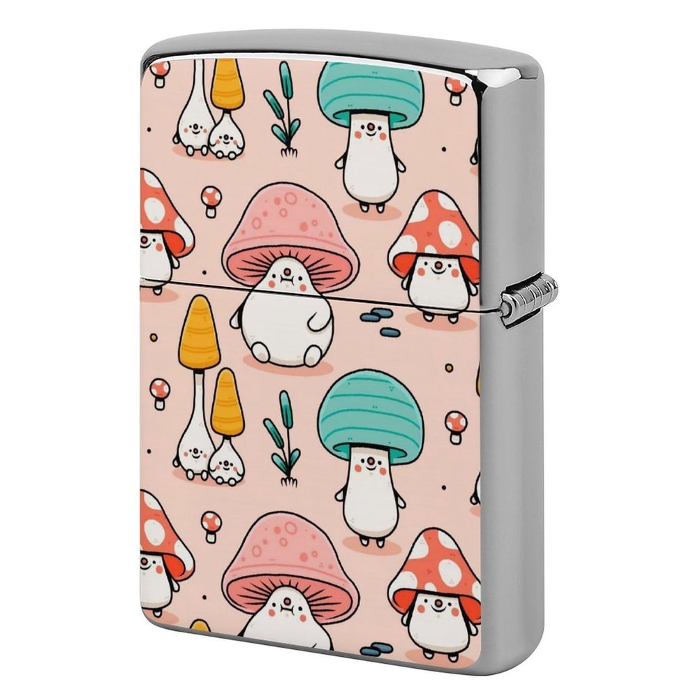 Cute Mushroom Lighter Case Compatible with Zippo, Metal Lighter Cover for Ideal Gift Decoration