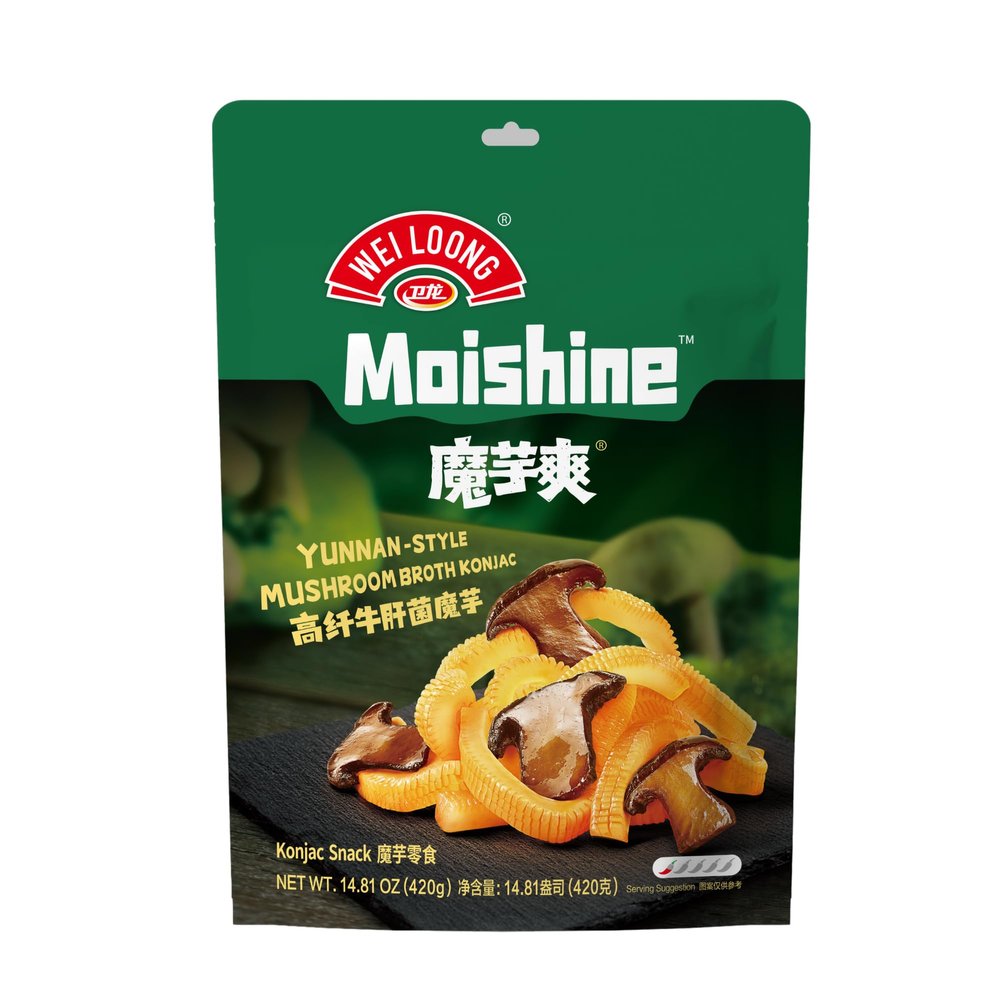 WEILOONG Premium Porcini Mushroom Konjac Jerky-Style Snack, Low Calorie