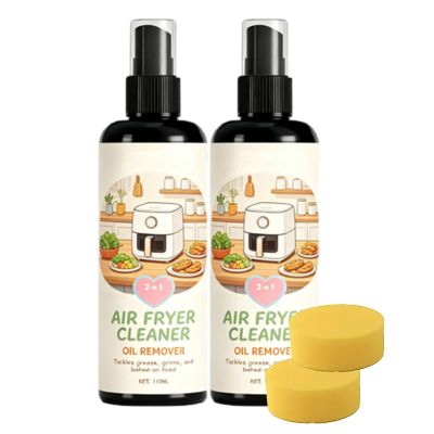 2-in-1 Air Fryer Cleaner and Degreaser Spray,Professional Grade BBQ Cleaner Multi-Purpose Grease Remover for Oven Stove Air Fryer Outdoor Grill Powerful Kitchen Degreaser (2 pcs, 110ml)