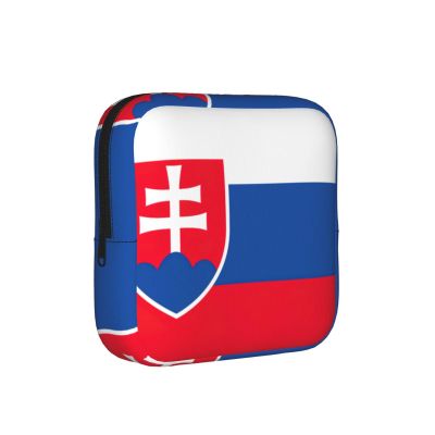Flag of Slovakia Print Multifunctional Storage Bag Pad Bag Skin-Friendly Period Pouch Reusable Tampon Bag for Female