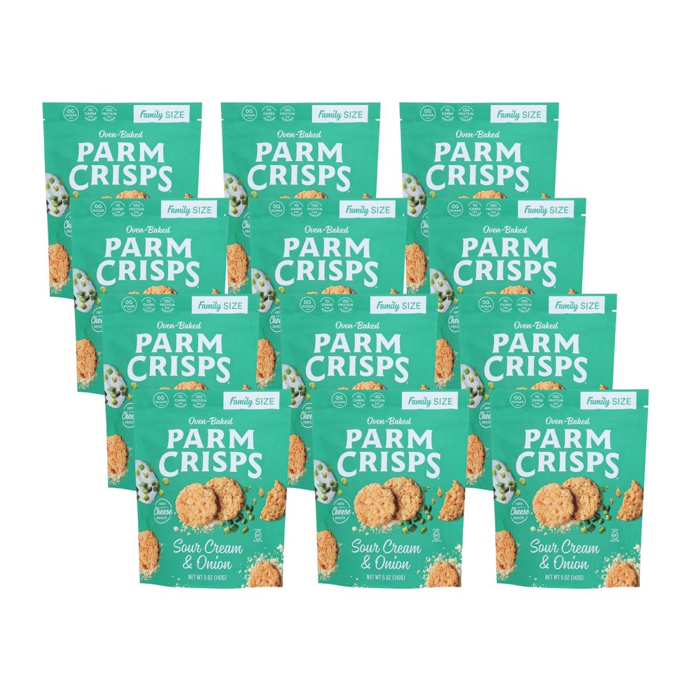 Parm Crisps Sour Cream & Onion Cheese Crisps, 5oz Bag (Pack of 12)