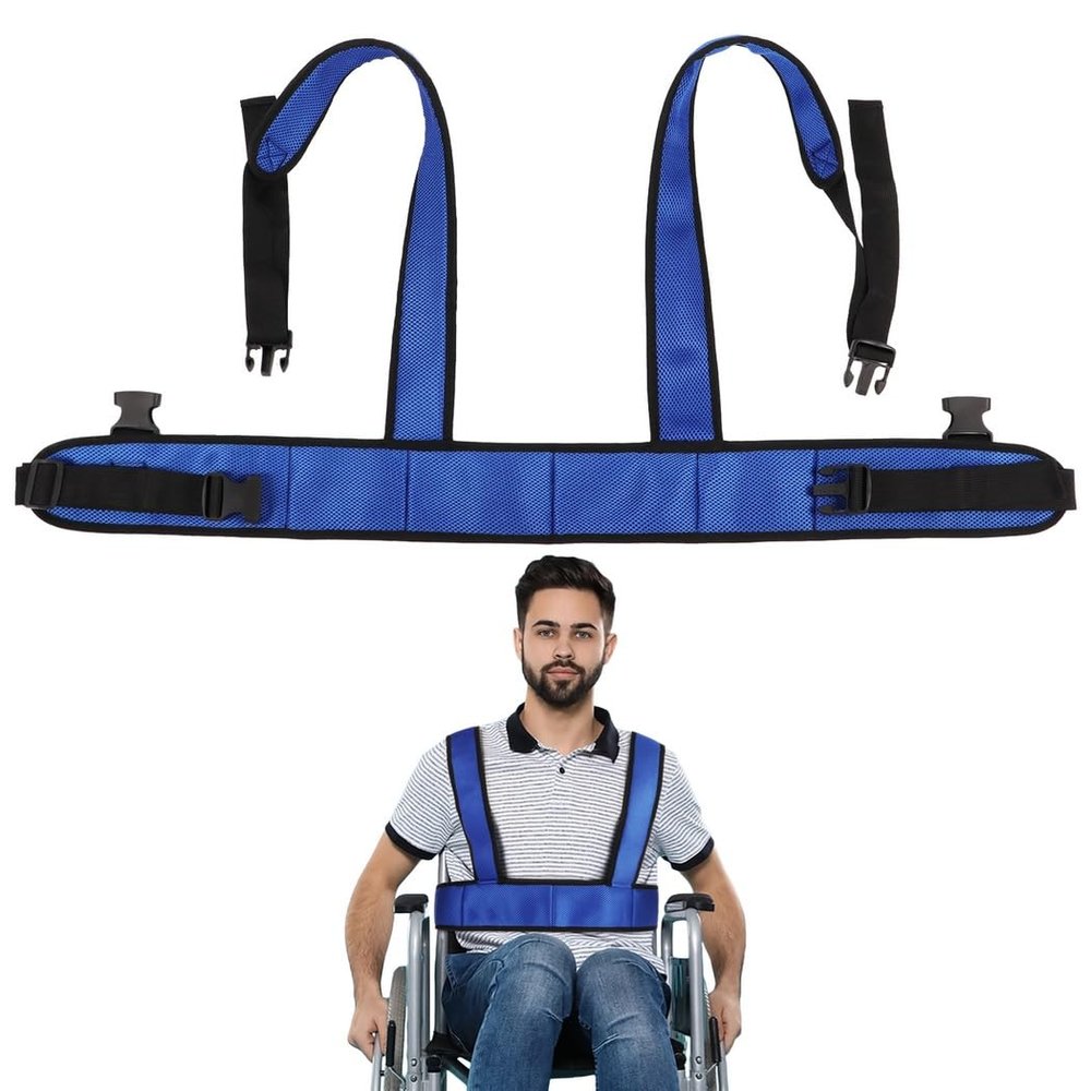 Wheelchair Seat Belt, Universal Safety Harness for Fall Prevention, Adjustable Straps for Elderly and Disabled Patients, Soft Chest and Lap Restraint