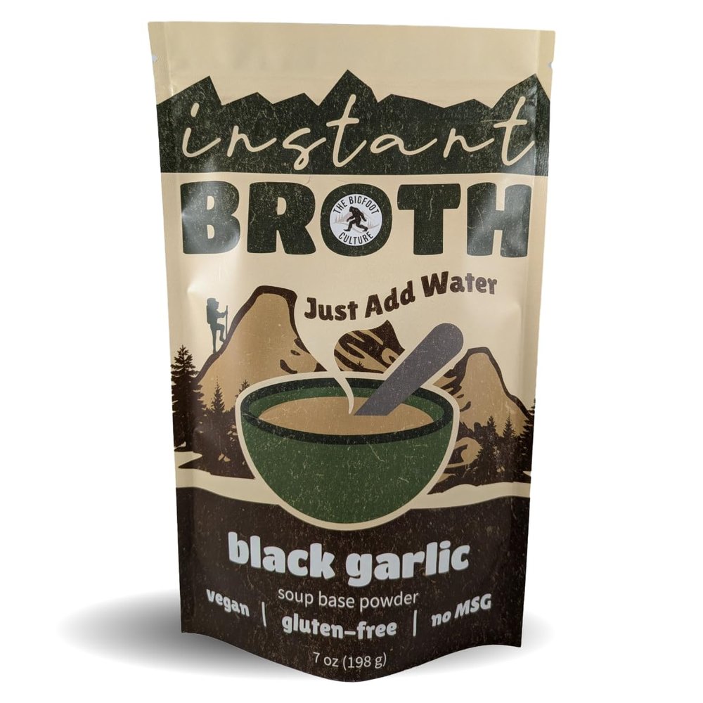 The Bigfoot Culture Black Garlic Instant Broth Soup Base Powder | Vegan, Gluten Free, Dairy Free, No MSG, No Artificial Flavors | Up to 18-20 Servings per Bag