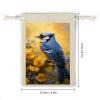 KEIGPERI Blue Jay Blue Bird Flowers 8PCS Burlap Gift Bags with Drawstring Reusable Small Burlap Bags Mini Gift Bag for Party Wedding Favor Pouches Jewelry Pouches Coffee 5x7 Inch view 2