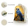KEIGPERI Blue Jay Blue Bird Flowers 8PCS Burlap Gift Bags with Drawstring Reusable Small Burlap Bags Mini Gift Bag for Party Wedding Favor Pouches Jewelry Pouches Coffee 5x7 Inch view 3