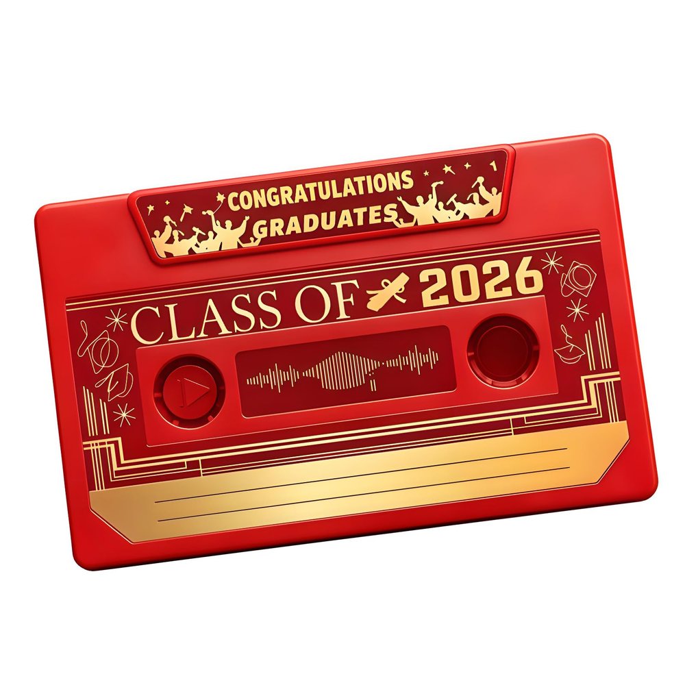 Unique Graduation Message Card Retro Tape Shape Message Card with Sound for 2026 Graduate Gift Recordable Graduation