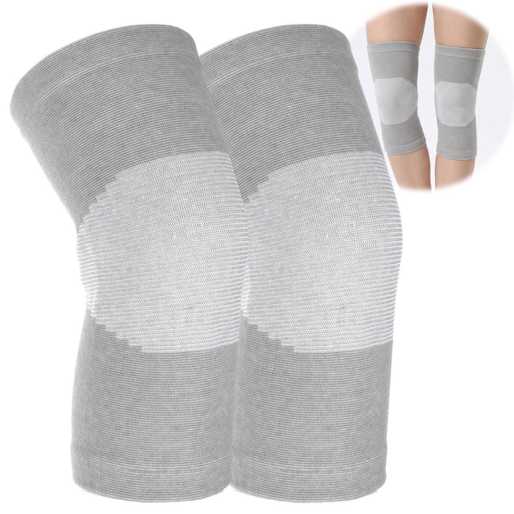 2Pcs Bamboo Knee Compression Sleeve Men Women Elastic Bamboo Knee Sleeves-L