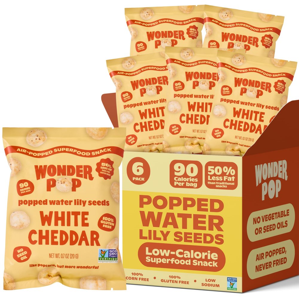 WonderPop White Cheddar Popped Water Lily Seeds - 6pk Minis, 0.7oz each bag