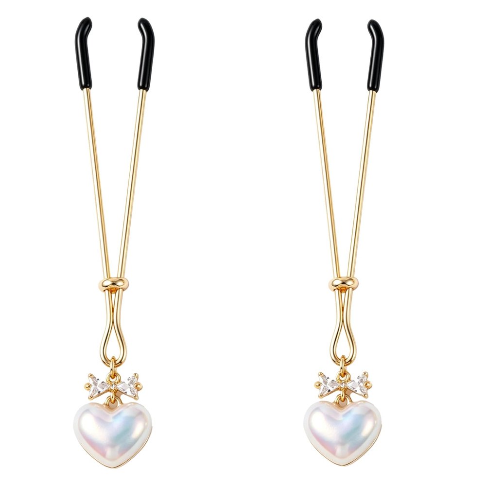 Adjustable Stainless Steel Non-Piercing Body Clips for Women with Heart Charm Decorative Body Jewelry Faux Body Accessory Gold