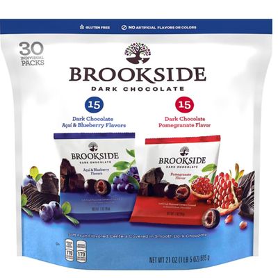 Dark Chocolate Fruit Centers Variety Pack, 30 Individually Wrapped Snack Packs, Acai Blueberry & Pomegranate Flavors, Gluten Free Candy, No Artificial Flavors or Colors, 21 oz