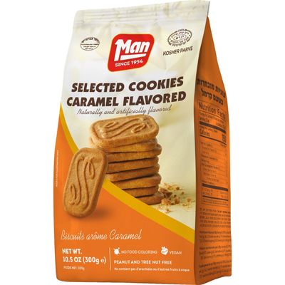DOUzzle Kosher, Caramel Flavored Cookies, Crisp Sweet Tea Biscuits, Israeli Style Cookies, (10.5 oz, 1 Pack) Vegan, Peanut & Tree Nut Free, No Artificial Colors, Galletas Sabor Caramelo