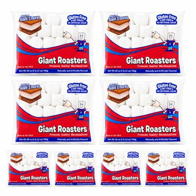 8 Pack Giant Roaster Marshmallows (8 x 28 oz Bags) Extra Large Marshmallows for Smores, Roasting & Baking Gluten Free, Fat Free, No Artificial Colors