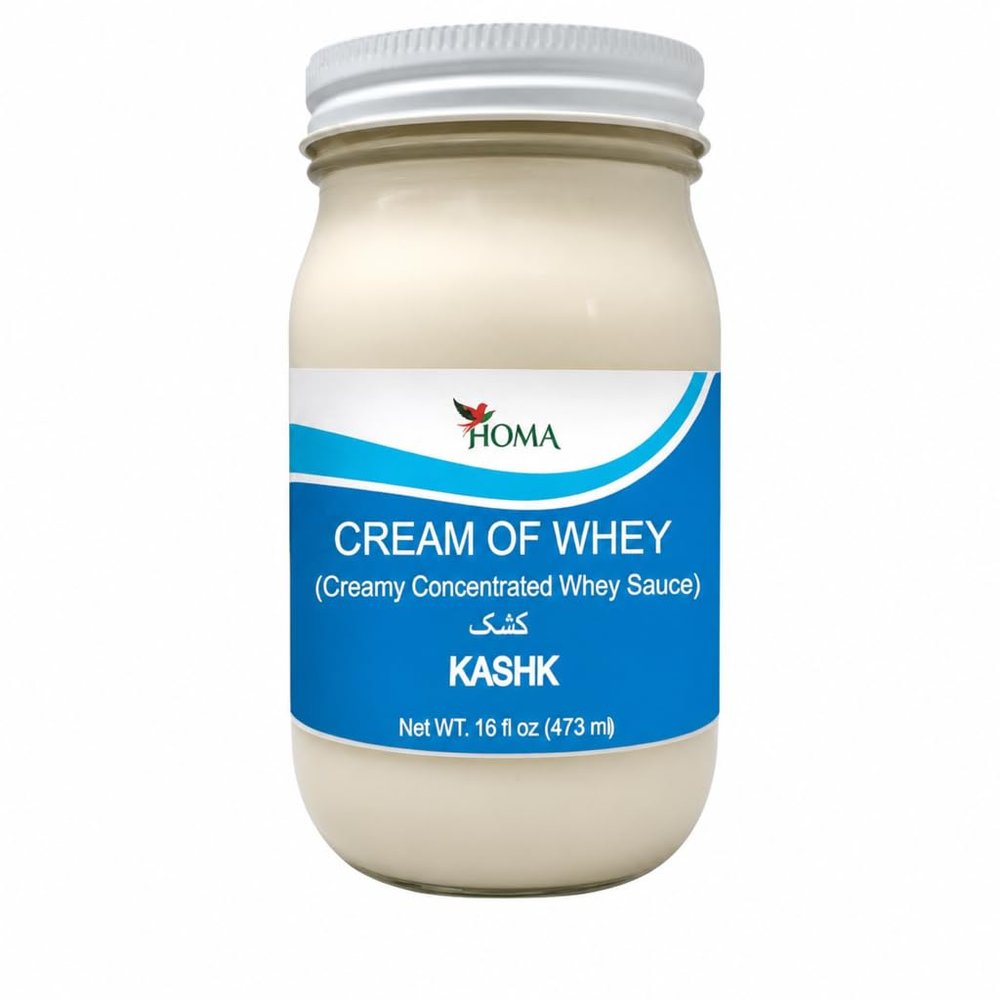 HOMA Kashk Persian Style Whey, 16 oz Jar, Pasteurized 100% Natural Kashk, Traditional Persian Dairy Sauce, Kosher, Rich & Creamy Flavor (2, 32 Fluid Ounces)