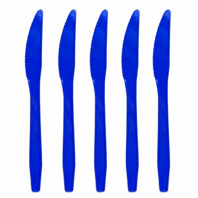 PMU 60 Pcs Patriotic Blue Plastic Table Knife - 4th of July Tableware & Patriotic Party Supplies for Holidays, Veterans, Elections, Memorial Day & Independence Day (6 Packs of 10)