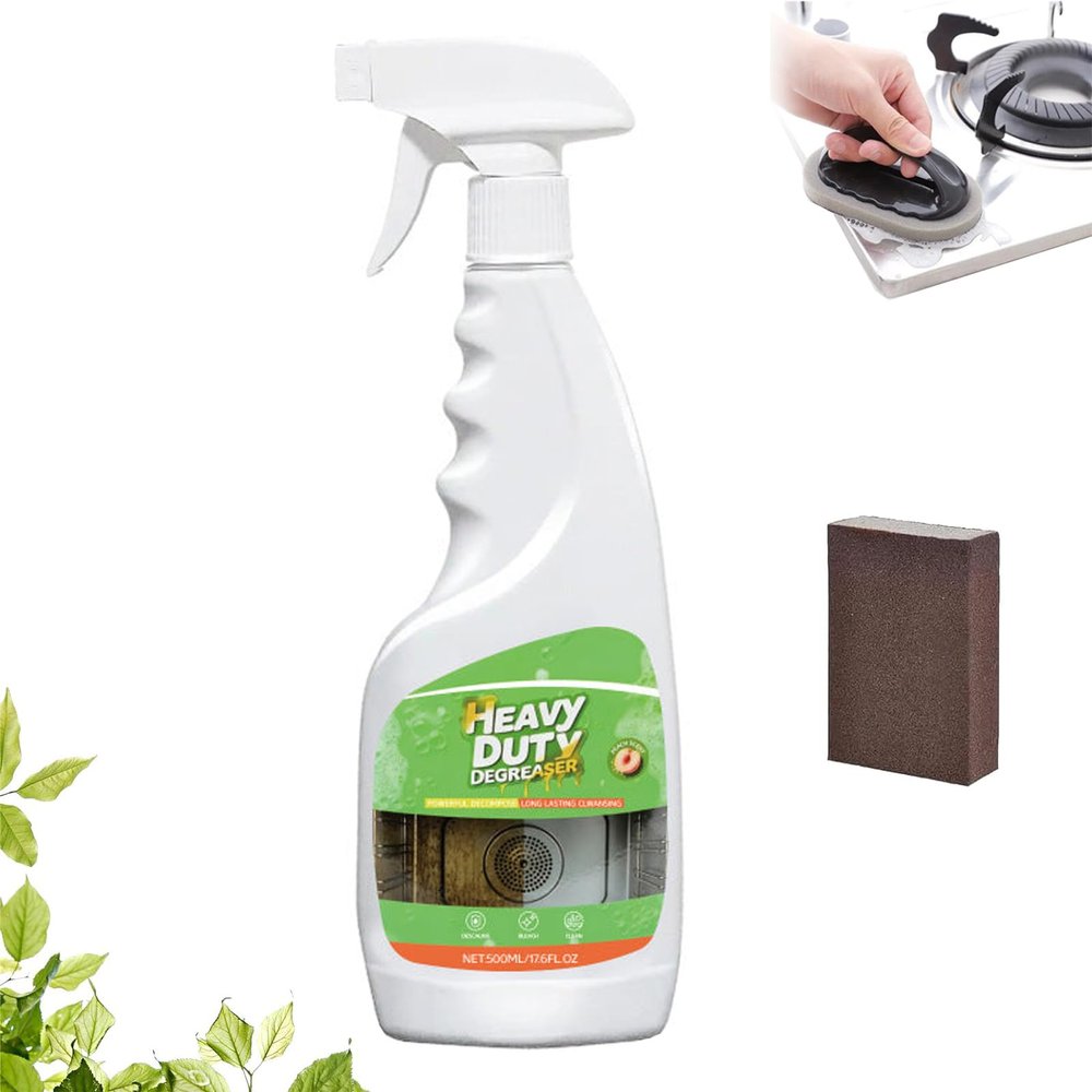 Heavy Duty Kitchen Degreaser Spray, Multi-Purpose Cleaner Spray, Clean Up Kitchen Oil Stains Spray, All Purpose Grease Killer Spray for Microwave, Stove, Range Hood, Cooktop (2)