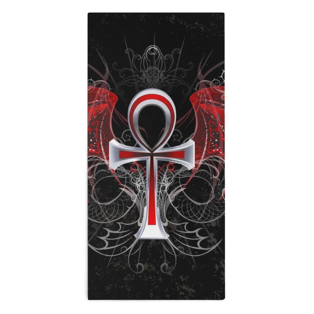 LQDSXDMH Gothic Silver Ankh Vampire with Red Wings Face Towels Soft Hand Towel Wash Cloths for Bathroom Gym Spa Travel