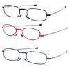 prtcslwd 3 Pack Folding Reading Glasses Stainless Steel Mini Anti-Blue Light Blocking Reader for Men Women,(Black+Red+Blue, 2.5) view 3