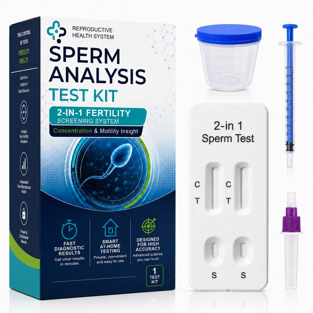 2-in-1 Male Fertility Test, At-Home Sperm Test Kit for Men