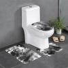 Tnghiucuj Abstract Oil Stroke Home Decor 3in1 Custom Flannel Bathroom Mat Set, Contour & Toilet Lid Cover Bath Floor Rugs view 1