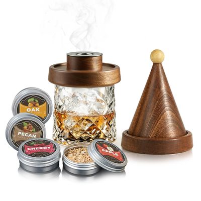 Weekerkit Christmas Hat Whiskey Smoker Kit, Old Fashioned Cocktail Smoker with 4 Flavor Wood Chips, Drink Infuser Kit for Bourbon Whiskey, Cocktails, Xmas Gift Ideal for Men Dad Husband
