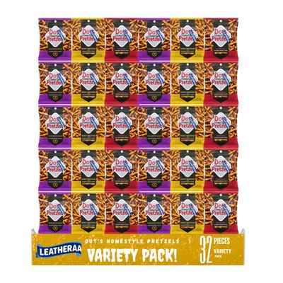 Dos HomesyIe PrezeI Twists Snack Variety Pack, 32 Individual 1 oz Bags, Crunchy Seasoned Pretzel Snacks