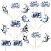 40 Pack Shark Cupcake Topper Double Sided Shark Happy Birthday Cupcake Picks Under The Sea Cake Decorations for Ocean Animals Sharks Theme Birthday Baby Shower Party Supplies view 3