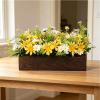 werdecade Daisy Wooden Flower Box Centerpiece - Thanksgiving Faux Floral Arrangement, Rustic Crate with Floral, Spring/Summer/Fall Table Decor, Autumn Harvest Home Accent (Yellow) view 3