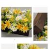 werdecade Daisy Wooden Flower Box Centerpiece - Thanksgiving Faux Floral Arrangement, Rustic Crate with Floral, Spring/Summer/Fall Table Decor, Autumn Harvest Home Accent (Yellow) view 4