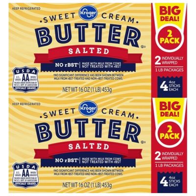 Salted Butter Sticks, Sweet Cream Grade AA, 16 oz, Individually Wrapped, 8 Total Sticks, for Baking, Cooking & Spreading