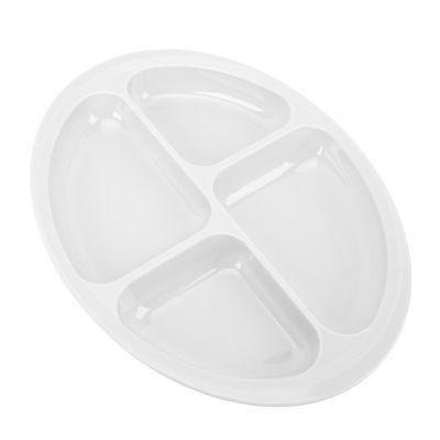 Omquot 4 Compartments Round Section Plate with Non-Slip Mat for Seniors and Children Melamine 1 Unit (White)