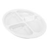 Omquot 4 Compartments Round Section Plate with Non-Slip Mat for Seniors and Children Melamine 1 Unit (White) view 3