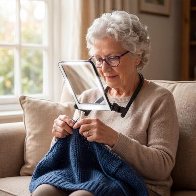 3X Neck Magnifying Glass with Light, Hands Free Magnifier with Light