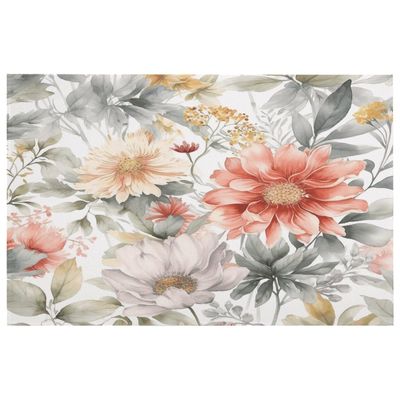 Pastel Floral Pattern Crystal Velvet Bath Mat 15.7"x23.6", Absorbent Washable Door Mat with Non Slip Rubber Backing, Bathroom Rug for Entryway Bathroom Kitchen Living Room