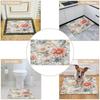 Pastel Floral Pattern Crystal Velvet Bath Mat 15.7"x23.6", Absorbent Washable Door Mat with Non Slip Rubber Backing, Bathroom Rug for Entryway Bathroom Kitchen Living Room view 3