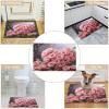 Pink Roses and Heart Crystal Velvet Bath Mat 15.7"x23.6", Absorbent Washable Door Mat with Non Slip Rubber Backing, Bathroom Rug for Entryway Bathroom Kitchen Living Room view 3