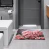 Pink Roses and Heart Crystal Velvet Bath Mat 15.7"x23.6", Absorbent Washable Door Mat with Non Slip Rubber Backing, Bathroom Rug for Entryway Bathroom Kitchen Living Room view 4