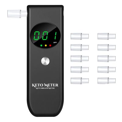 Ketone Meter & Breath Analyzer Professional Ketone Breath Testing & Monitoring - Portable Breath Ketosis Meter Digital Ketosis Breath Tester for Testing ketosis with 10 Mouthpieces