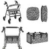 LACIYISON Grey Zebra Stripe Butterfly Print Rollator Seat and Back Rest Covers Walker Storage Bag Set of 3 Universal Fit Rollator Accessories Walker Seat Cover Bag Under Seat for Seniors view 1