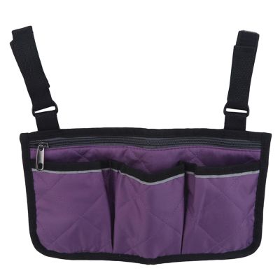 2pcs Wheelchair Armrest Side Storage Bag Portable Pocket Suitable Most Walking Wheels Mobile Equipment Accessories(Purple)