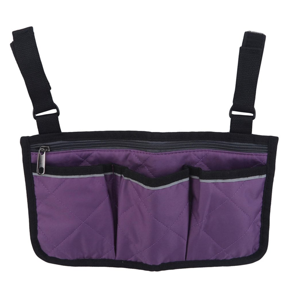 2pcs Wheelchair Armrest Side Storage Bag Portable Pocket Suitable Most Walking Wheels Mobile Equipment Accessories(Purple)