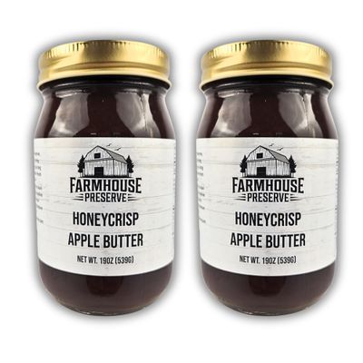 Farmhouse Preserve Honeycrisp Apple Butter, Small Batch Amish Recipe, Real Honeycrisp Apples, Cinnamon Spiced, Gluten Free, No Corn Syrup, 19oz Jar (Pack of 2)